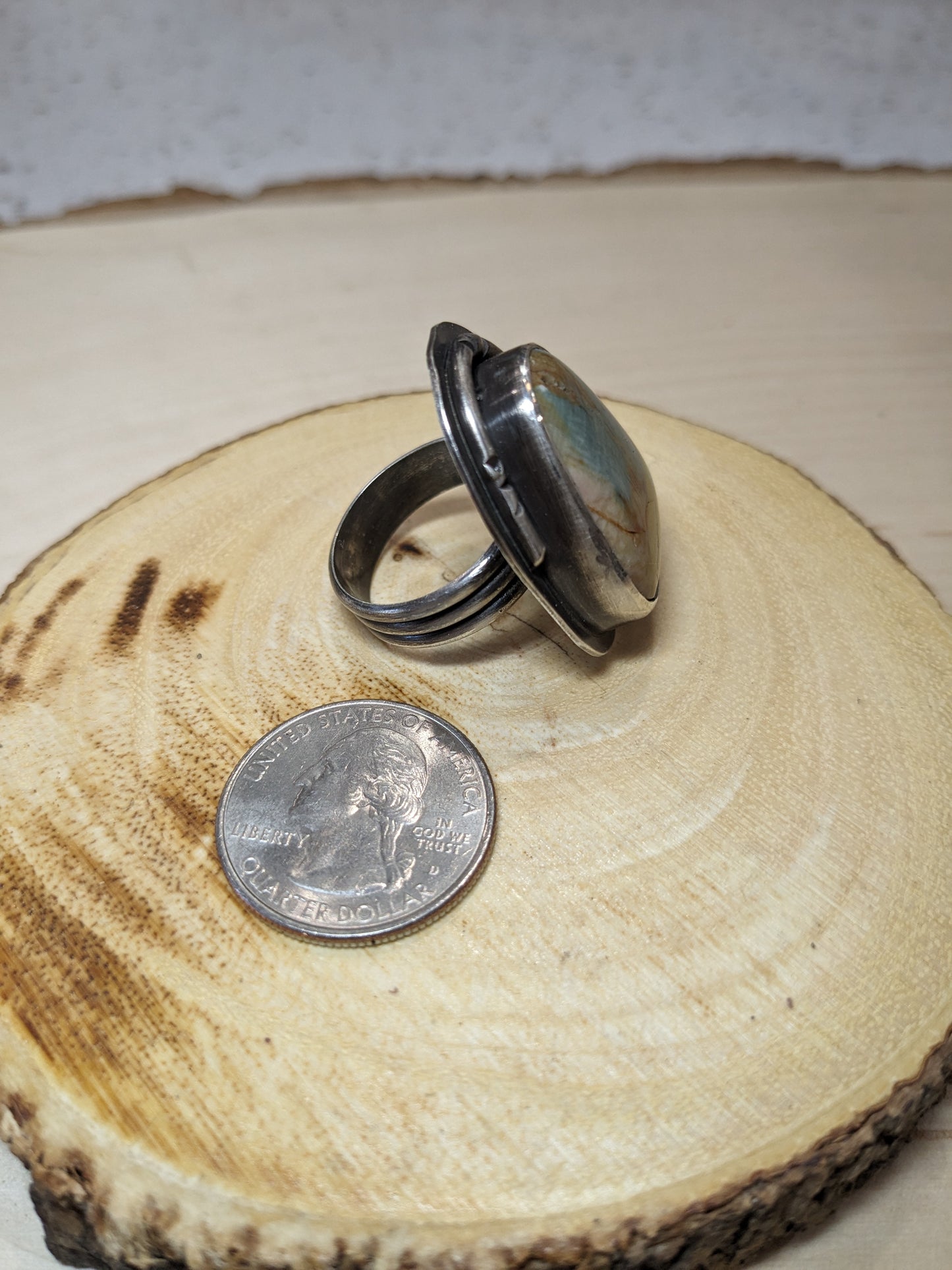 Sunset Arch: Gary Green Jasper Ring - Size 11