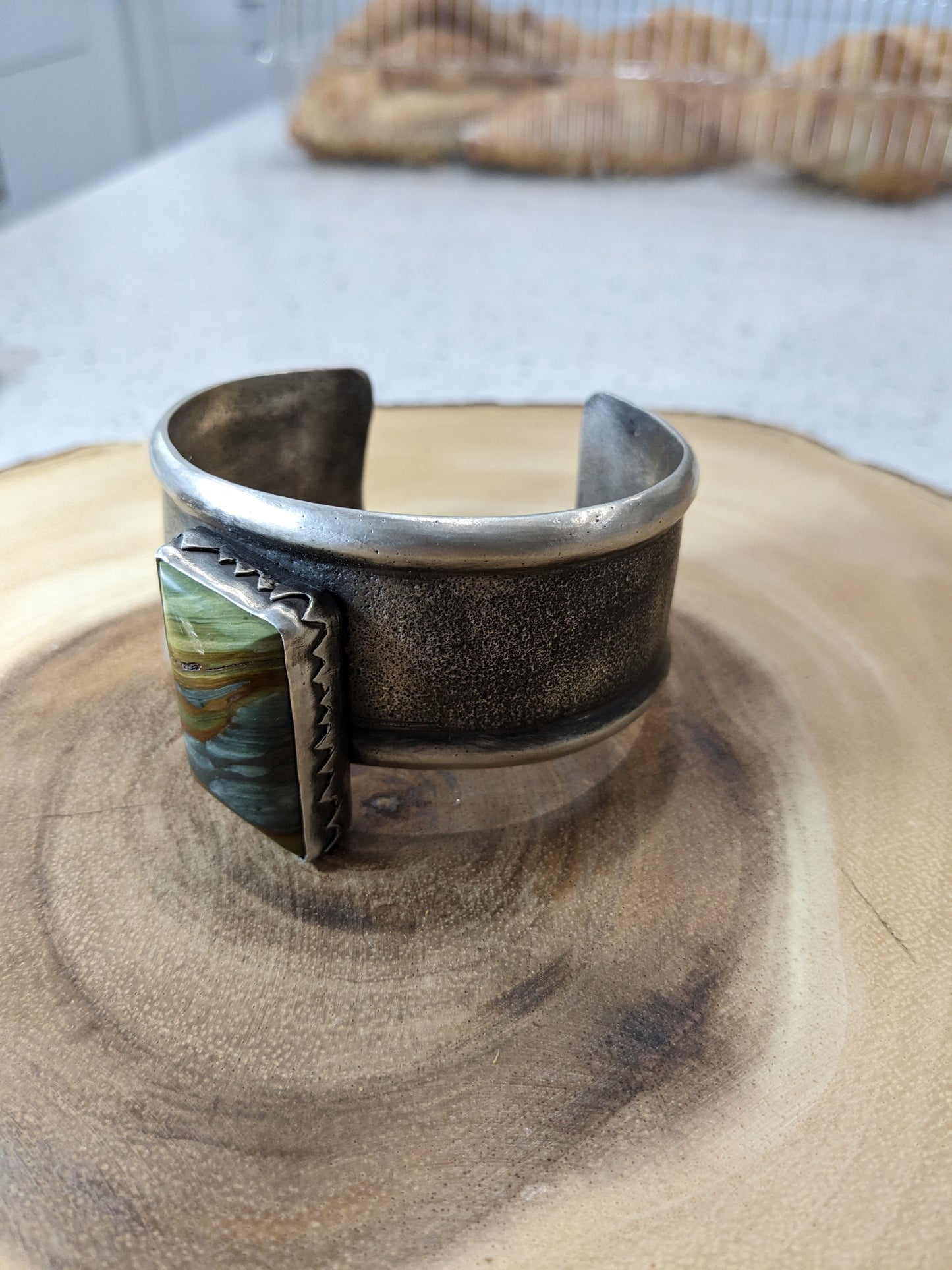 Unveil Nature's Majesty: Tufa Cast Cuff with Gary Green Jasper