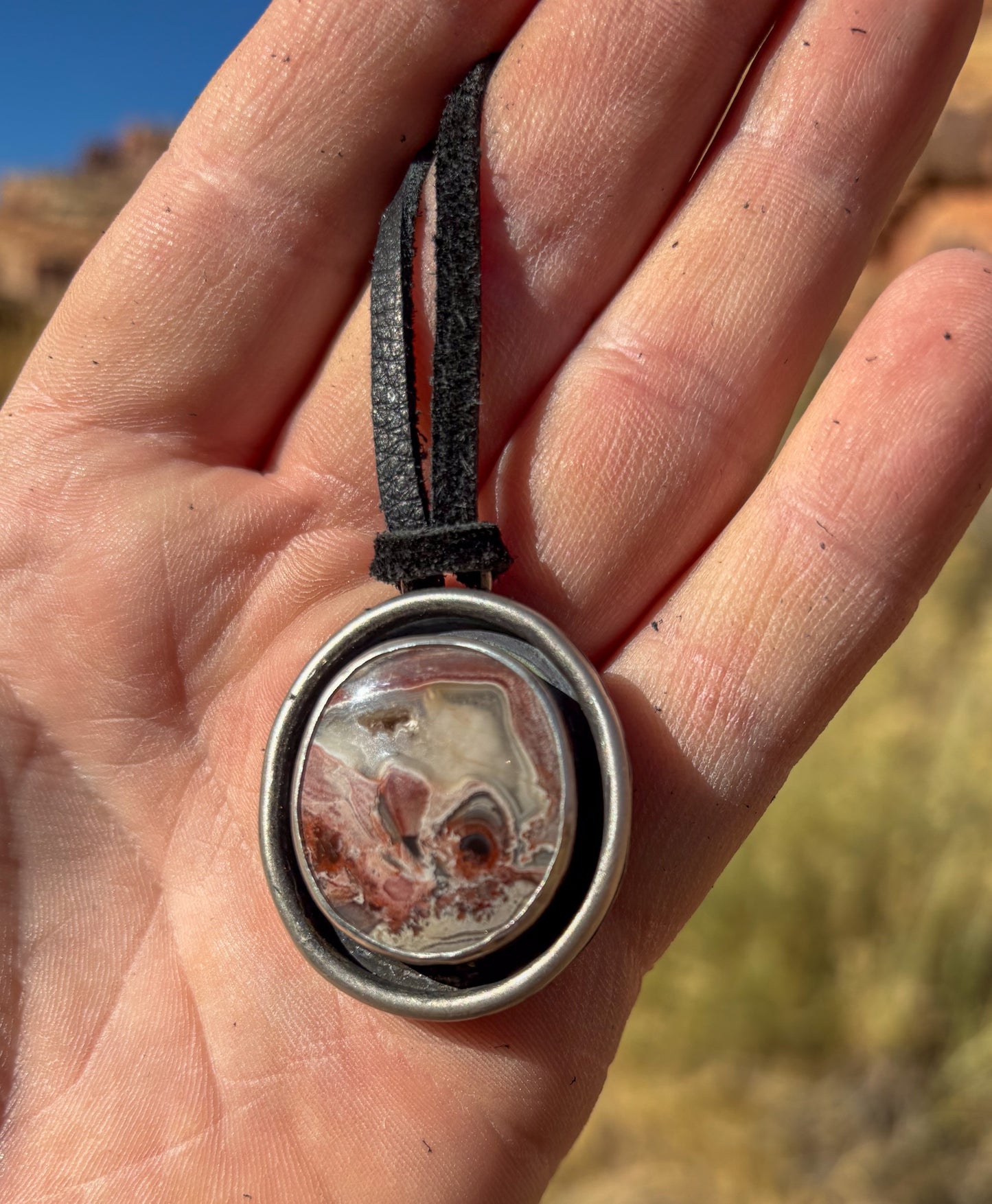 Crazy Lace Pendant with a pop of Red