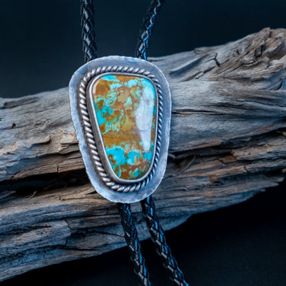 Turquoise Bolo Tie with Twist Border