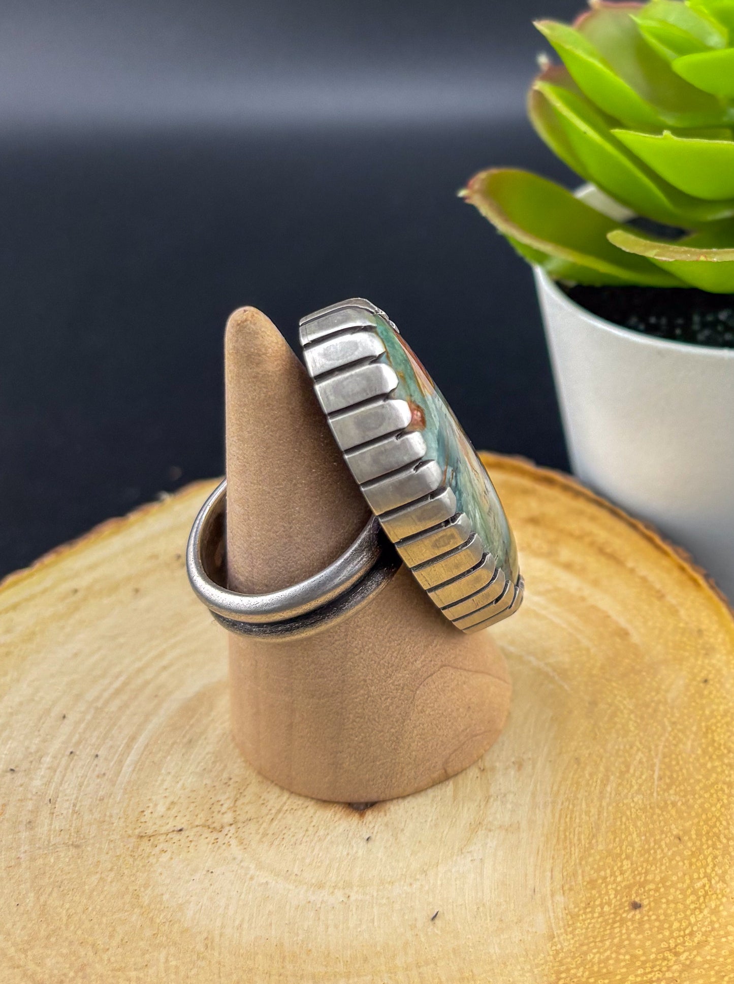 Bold Elegance: Silver Ring with Gary Green Jasper