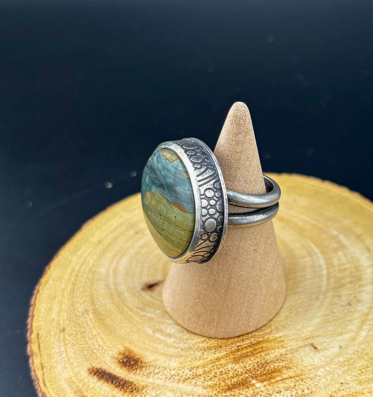 Gary Green Ring w/Rolled Bezel - Size 8