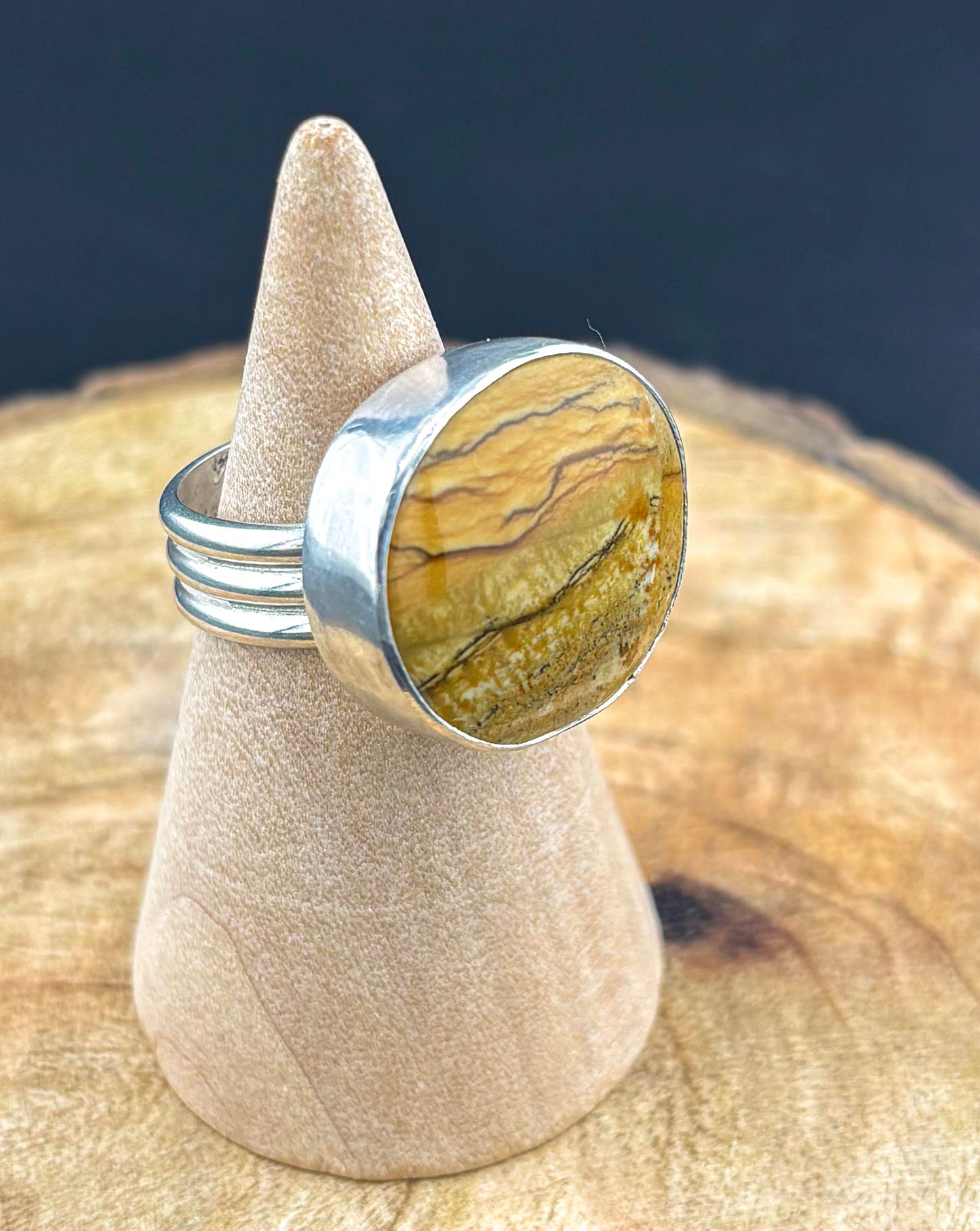 Desert Landscape: Picture Jasper Ring - Size 7