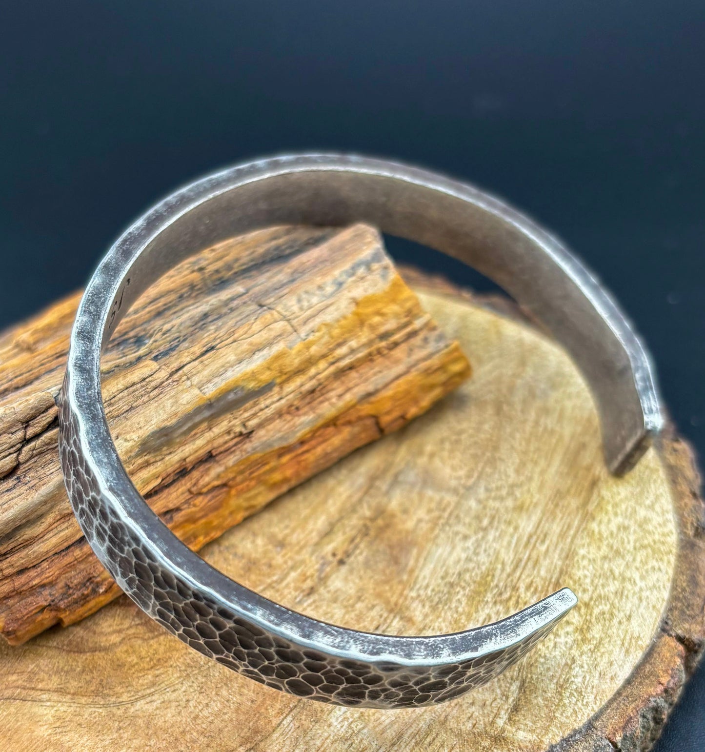 Strength Meets Style: Heavy Silver Cuff with Hammered Texture