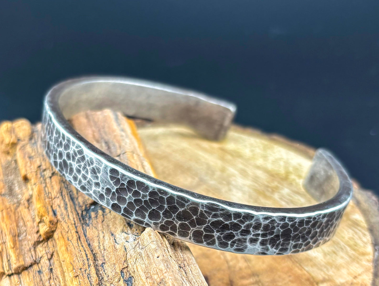 Strength Meets Style: Heavy Silver Cuff with Hammered Texture