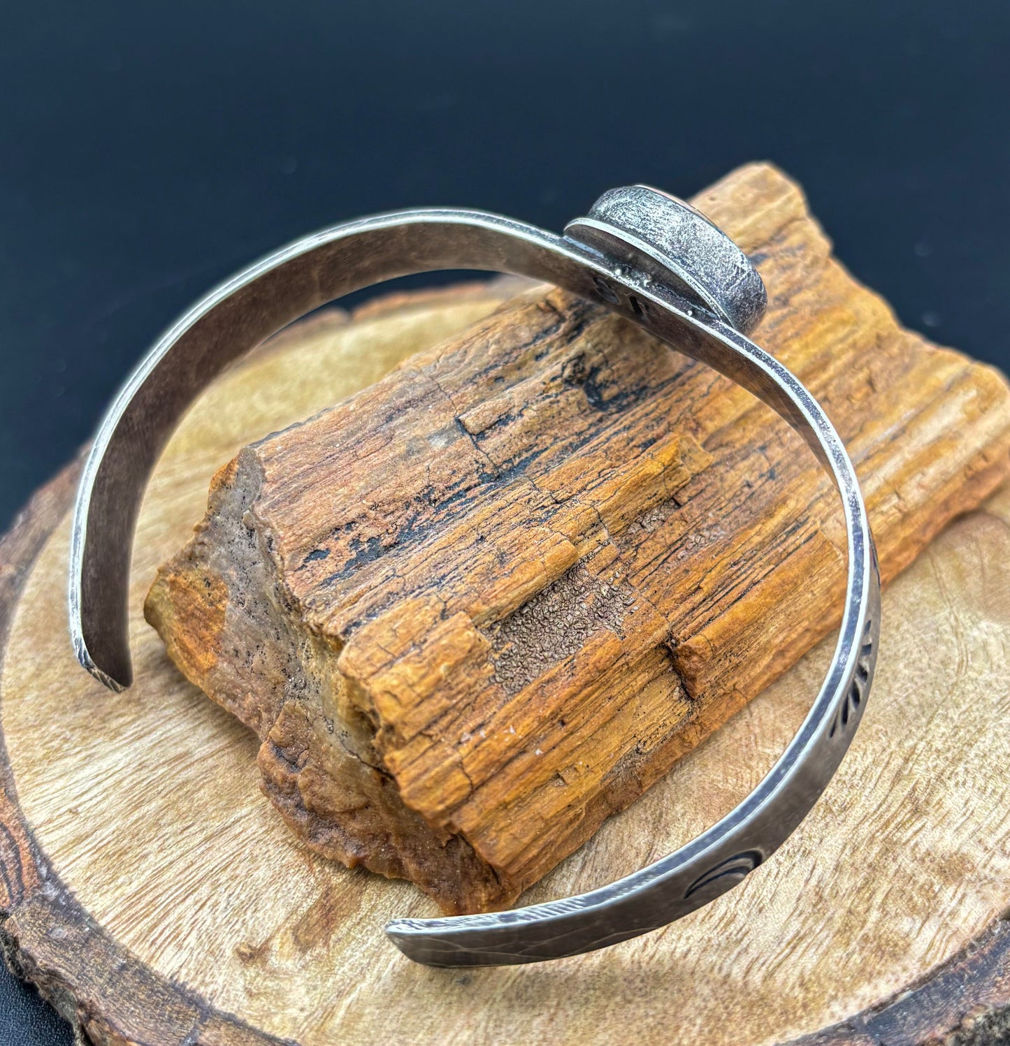 Stamped cuff with Caldera Paint Jasper - Size Medium