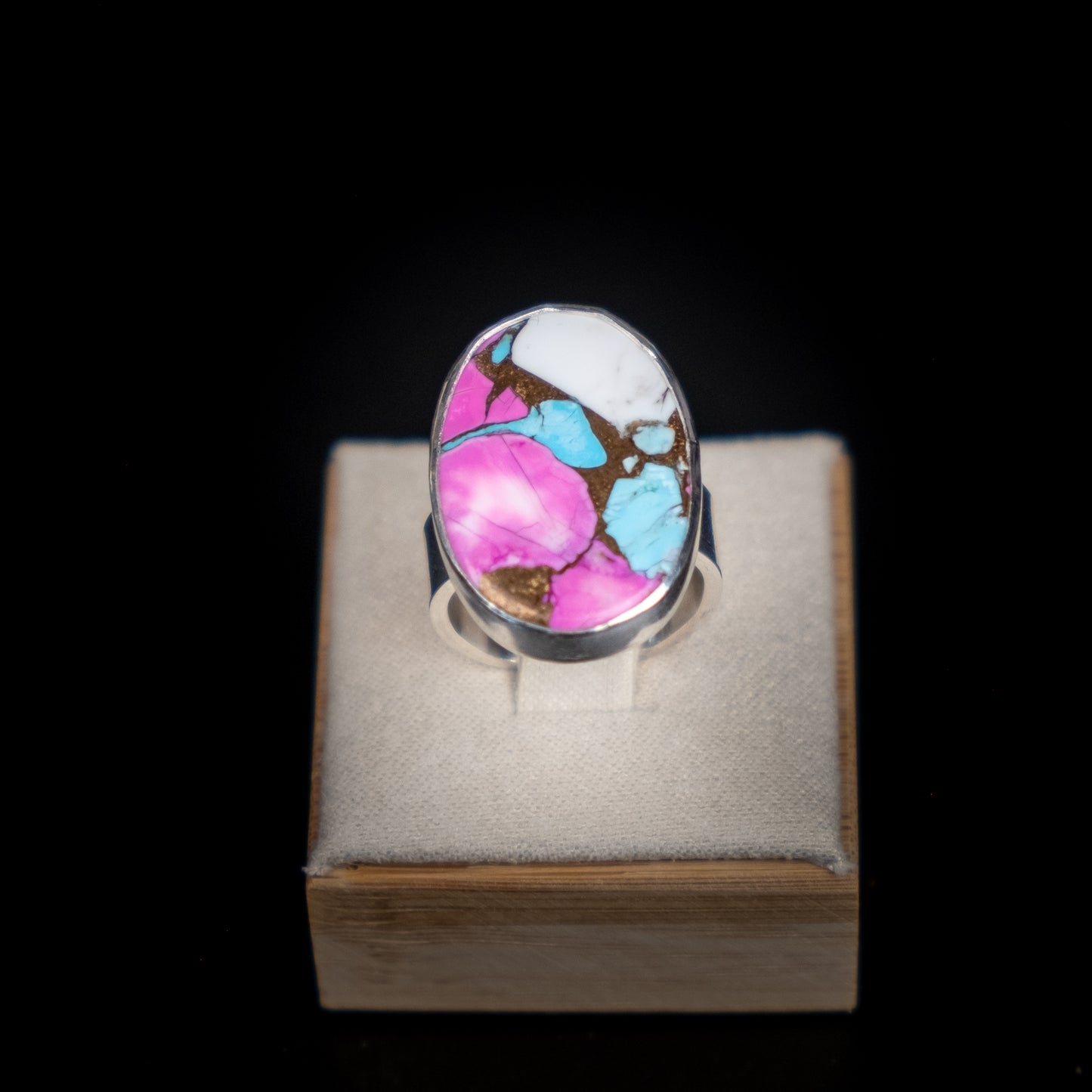 Cotton Candy Dahlia Ring - Size 7
