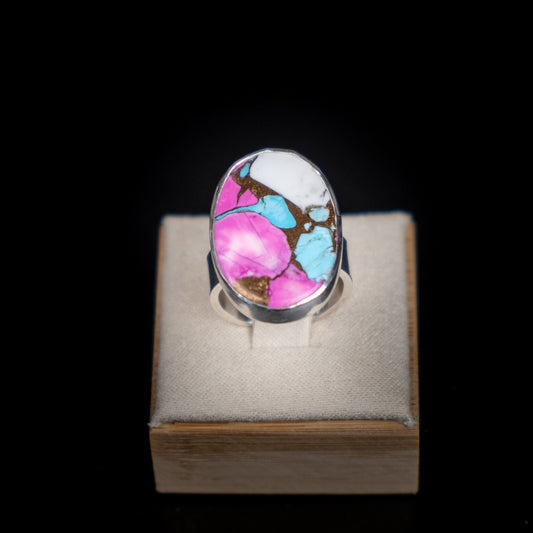 Cotton Candy Dahlia Ring - Size 7