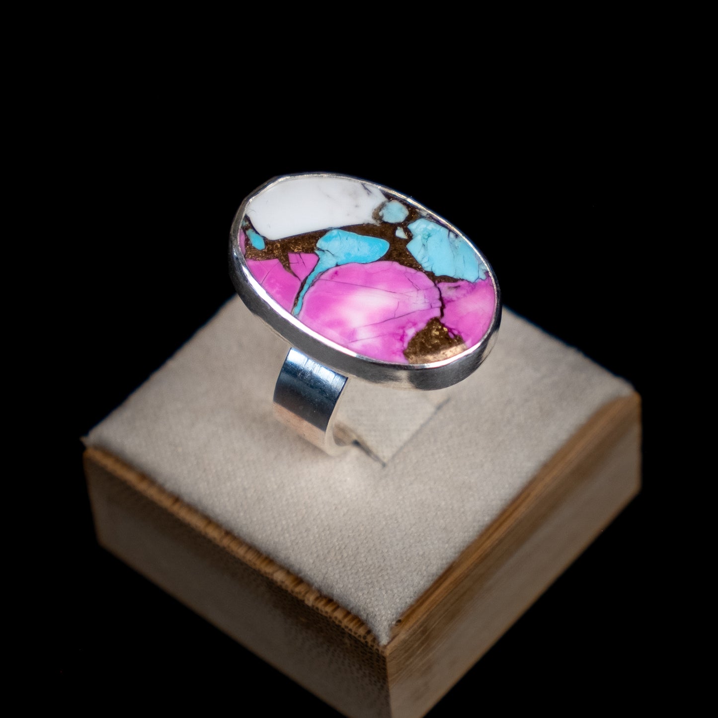 Cotton Candy Dahlia Ring - Size 7