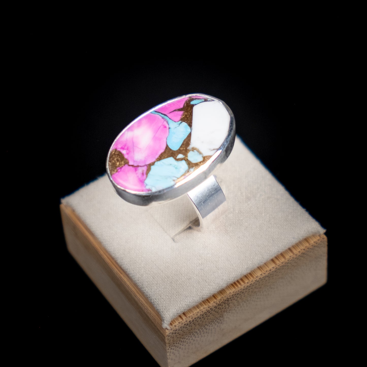 Cotton Candy Dahlia Ring - Size 7