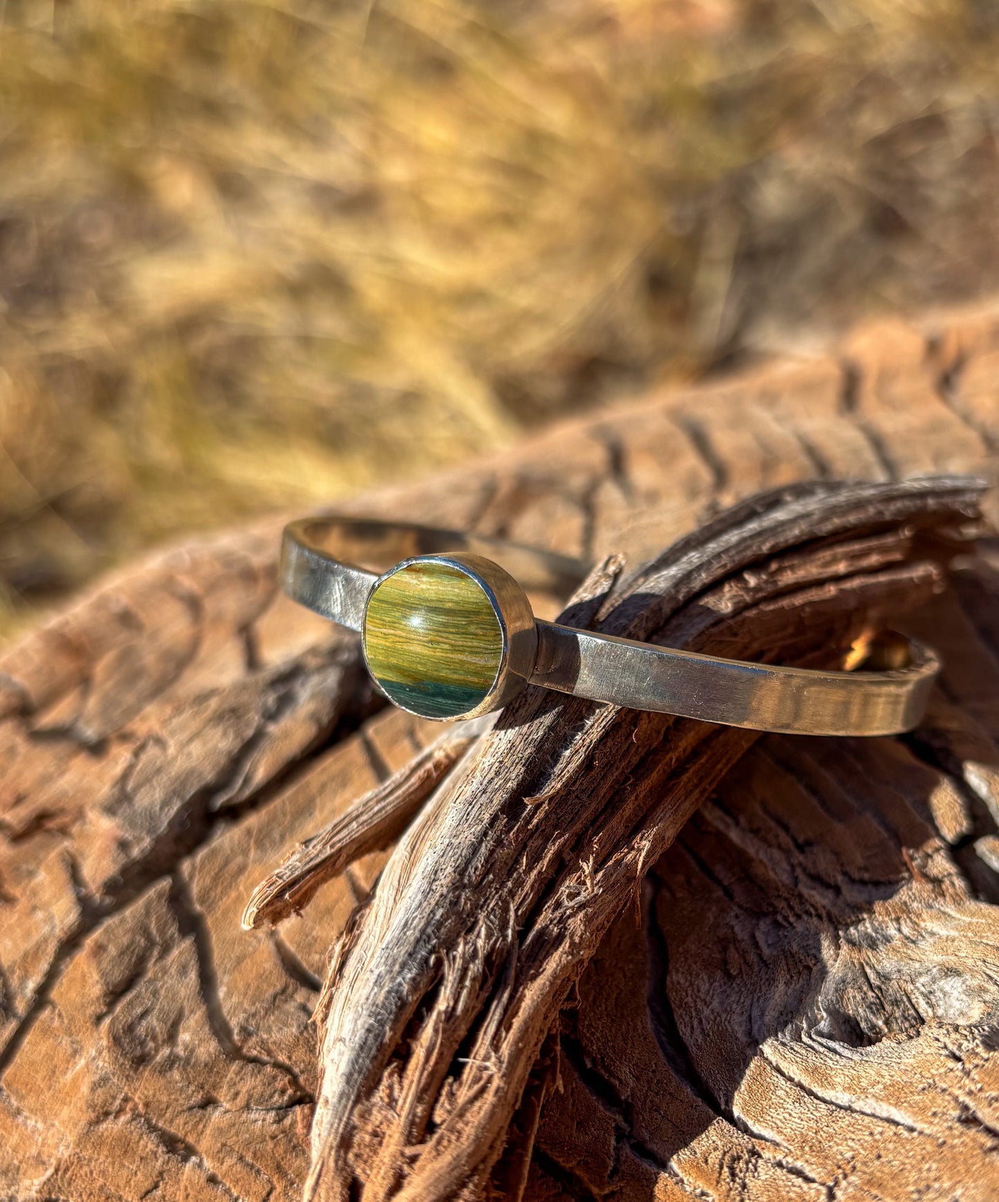 Gary Green Jasper cabochon cuff