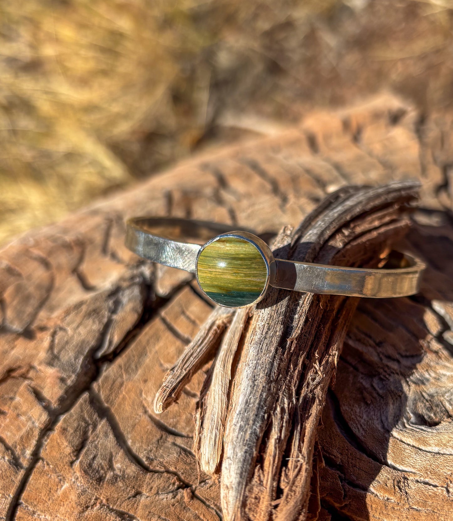 Gary Green Jasper cabochon cuff