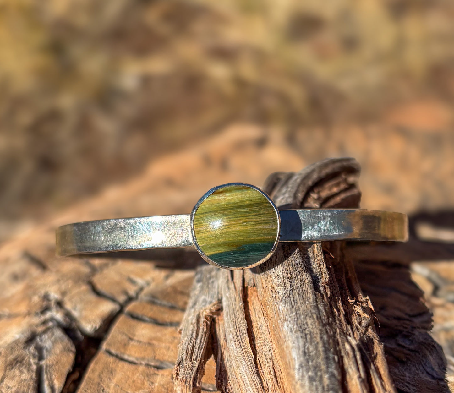 Gary Green Jasper cabochon cuff