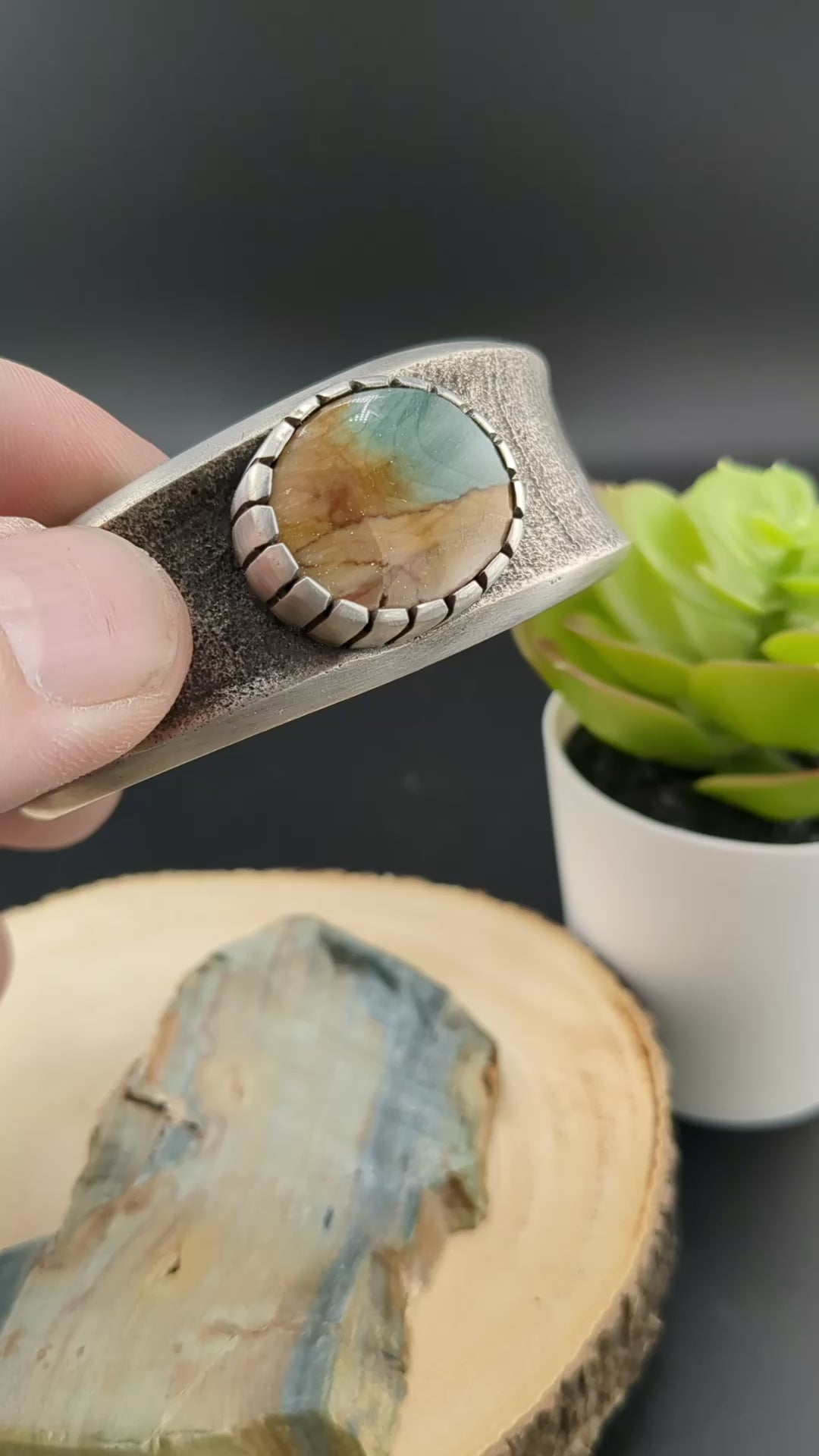 Tufa Cast Cuff with Gary Green Jasper Cabochon – StaleyWerks